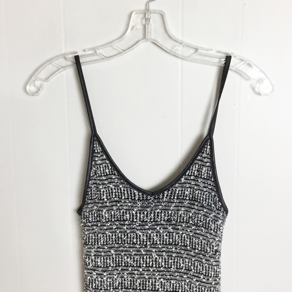 Poof Black & White Maxi Dress Slit Sides Size M - Picture 4 of 5